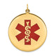14K Round Red Enameled Medical Jewelry Pendant, 40 x 31.8mm
