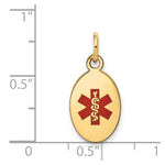 14K 16x9.5mm Oval Red Enameled Medical Jewelry Pendant view