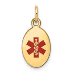 14K 16x9.5mm Oval Red Enameled Medical Jewelry Pendant view