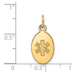 14K 16x9.5mm Oval Non-enameled Medical Jewelry Pendant view