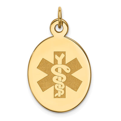 14K 23x16.5mm Oval Non-enameled Medical Jewelry Pendant