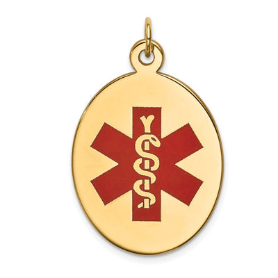 14K Oval Red Enameled Medical Jewelry Pendant