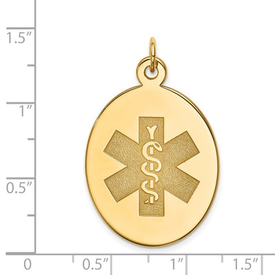 14K Oval Non-enameled Medical Jewelry Pendant