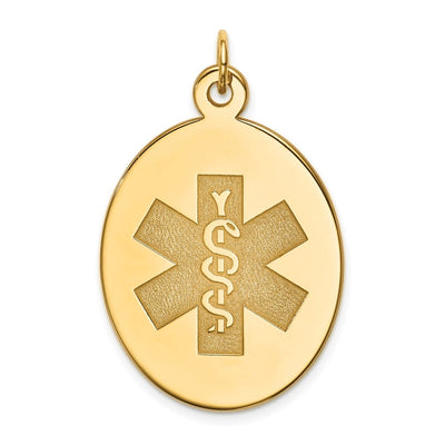 14K Oval Non-enameled Medical Jewelry Pendant