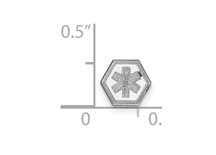 14k White Gold Hexagon Non-enameled Attachable Medical Jewelry Emblem (Style XM455N)