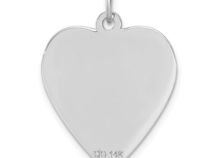 14K white gold heart pendant, further view