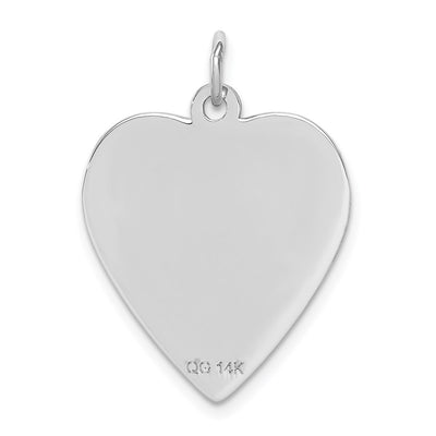 14K White Gold Heart-Shaped Red Enameled Medical Jewelry Pendant, 26 x 19mm
