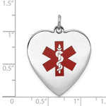 14K White Gold Heart-Shaped Red Enameled Medical Jewelry Pendant, 31 x 24.5mm view