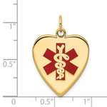 14K Heart-Shaped Red Enameled Medical Jewelry Pendant, 26 x 19mm view