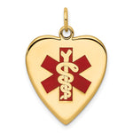 14K Heart-Shaped Red Enameled Medical Jewelry Pendant, 26 x 19mm view