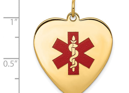 14k Heart-Shaped Red Enameled Medical Jewelry Pendant (Style XM468)
