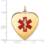 14K Heart-Shaped Red Enameled Medical Jewelry Pendant, 31 x 24.5mm view