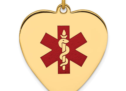 14k Heart-Shaped Red Enameled Medical Jewelry Pendant (Style XM468)
