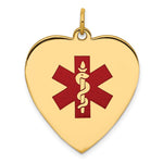 14K Heart-Shaped Red Enameled Medical Jewelry Pendant, 31 x 24.5mm view