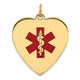 14K Heart-Shaped Red Enameled Medical Jewelry Pendant, 31 x 24.5mm