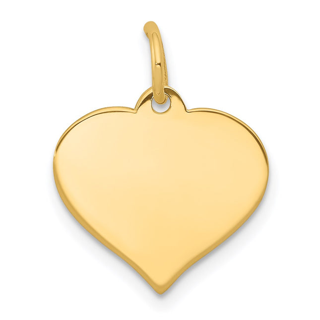14K Heart Disc Charm, 18 x 14mm