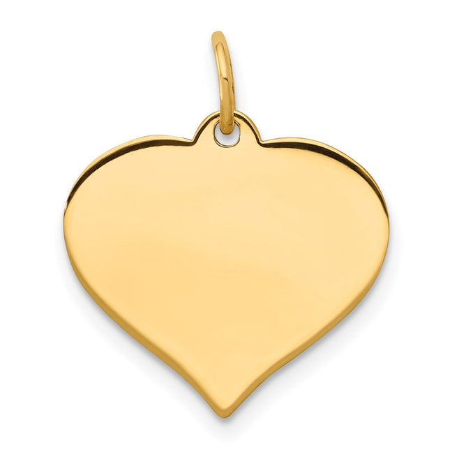 14K Heart Disc Charm, 19 x 17mm