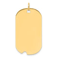 14K Plain .018 Gauge Engravable Dog Tag w/Notch Disc Charm, 37 x 19mm