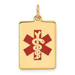 14K Rectangle Red Enameled Medical Jewelry Pendant view