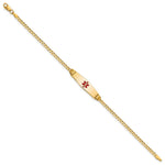 14K Medical Solid Chain/Solid Plate Soft Diamond Shape Centered Red Enamel Curb Link ID Bracelet, 7 x 7.5mm view