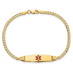 14K Medical Solid Chain/Solid Plate Soft Diamond Shape Centered Red Enamel Curb Link ID Bracelet, 7 x 7.5mm view
