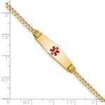 14K Medical Solid Chain/Solid Plate Soft Diamond Shape Centered Red Enamel Curb Link ID Bracelet, 7 x 7.5mm view