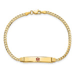 14K Medical Solid Chain/Solid Plate Centered Red Enamel Curb Link ID Bracelet, 7 x 5.5mm view