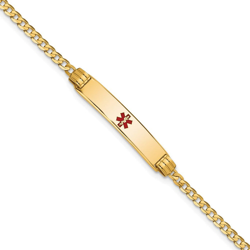 14K gold curb link plate ID bracelet
