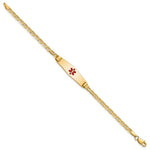 14K Medical Solid Chain/Solid Plate Soft Diamond Shape Centered Red Enamel Anchor Link Baby/Child ID Bracelet view