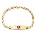 14K Medical Solid Chain/Solid Plate Soft Diamond Shape Centered Red Enamel Anchor Link Baby/Child ID Bracelet view