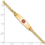 14K Medical Solid Chain/Solid Plate Soft Diamond Shape Centered Red Enamel Anchor Link Baby/Child ID Bracelet view