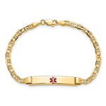 14K Medical Solid Chain/Solid Plate Centered Red Enamel Anchor Link Baby/Child ID Bracelet view