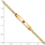 14K Medical Solid Chain/Solid Plate Centered Red Enamel Anchor Link Baby/Child ID Bracelet view