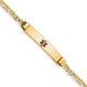 14K Medical Solid Chain/Solid Plate Centered Red Enamel Anchor Link Baby/Child ID Bracelet
