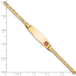 14K Medical Solid Chain/Solid Plate Soft Diamond Shape Off-Center Red Enamel Anchor Link Baby/Child ID Bracelet view