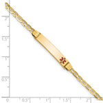 14K Medical Solid Chain/Solid Plate Off-Center Red Enamel Anchor Link Baby/Child ID Bracelet view