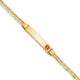 14K Medical Solid Chain/Solid Plate Off-Center Red Enamel Anchor Link Baby/Child ID Bracelet