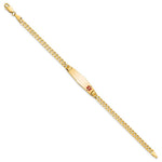 14K Medical Solid Chain/Solid Plate Soft Diamond Shape Off-Center Red Enamel Curb Link ID Bracelet, 7 x 7.5mm view