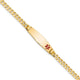 14K Medical Solid Chain/Solid Plate Soft Diamond Shape Off-Center Red Enamel Curb Link ID Bracelet, 7 x 7.5mm