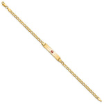 14K Medical Semi-Solid Chain/Solid Plate Centered Red Enamel Cuban Link ID Bracelet, 7 x 5.5mm view