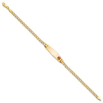 14K Medical Semi-Solid Chain/Solid Plate Soft Diamond Shape Off-Center Red Enamel Cuban Link ID Bracelet, 7 x 7.5mm view
