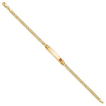 14K Medical Semi-Solid Chain/Solid Plate Off-Center Red Enamel Cuban Link ID Bracelet, 8 x 5.5mm view