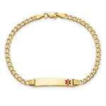 14K Medical Semi-Solid Chain/Solid Plate Off-Center Red Enamel Cuban Link ID Bracelet, 8 x 5.5mm view