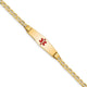 14K Medical Semi-Solid Chain/Solid Plate Soft Diamond Shape Centered Red Enamel Anchor Link ID Bracelet