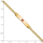14K Medical Semi-Solid Chain/Solid Plate Centered Red Enamel Anchor Link ID Bracelet view