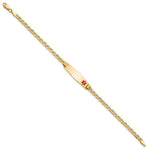 14K Medical Semi-Solid Chain/Solid Plate Soft Diamond Shape Off-Center Red Enamel Anchor Link ID Bracelet view