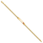 14K Medical Semi-Solid Chain/Solid Plate Off-Center Red Enamel Anchor Link ID Bracelet view
