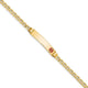 14K Medical Semi-Solid Chain/Solid Plate Off-Center Red Enamel Anchor Link ID Bracelet