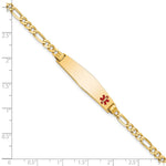 14K Medical Solid Chain/Solid Plate Non-Enameled Soft Diamond Shape Off-Center Flat Figaro Link ID Bracelet view
