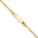 14K Medical Solid Chain/Solid Plate Non-Enameled Soft Diamond Shape Off-Center Flat Figaro Link ID Bracelet